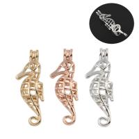 Brass Floating Locket Pendant, Seahorse, plated, for 8mm beads & It could be opened and beads could be put inside. & hollow, more colors for choice, nickel, lead & cadmium free, 15x42x10mm, Hole:Approx 3x4mm, Sold By PC
