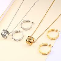Fashion Stainless Steel Jewelry Sets earring & necklace plated oval chain & for woman 0c Length Approx 19.6 Inch Sold By Set