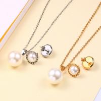 Stainless Steel Jewelry Set, earring & necklace, with ABS Plastic Pearl, plated, oval chain & for woman, more colors for choice, 16x26mmuff0c13mm, Length:Approx 19.7 Inch, Sold By Set