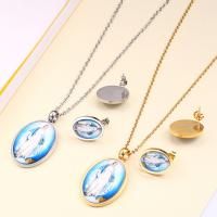 Fashion Stainless Steel Jewelry Sets, earring & necklace, Virgin Mary, plated, oval chain & for woman, more colors for choice, 20x34mmuff0c16x13mm, Length:Approx 19.7 Inch, Sold By Set