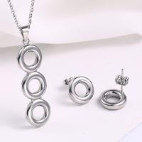 Fashion Stainless Steel Jewelry Sets earring & necklace Round plated oval chain & for woman 11mm Length Approx 17.7 Inch Sold By Set