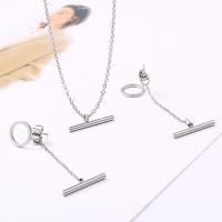 Fashion Stainless Steel Jewelry Sets earring & necklace plated oval chain & for woman 20mm Length Approx 17.7 Inch Sold By Set