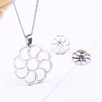Fashion Stainless Steel Jewelry Sets earring & necklace with 5cm extender chain Flower plated oval chain & for woman Length Approx 17.7 Inch Sold By Set