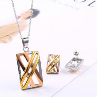 Fashion Stainless Steel Jewelry Sets, earring & necklace, with 5cm extender chain, Shield, plated, oval chain & for woman, original color, 21x47mm,12x19mm, Length:Approx 17.7 Inch, Sold By Set