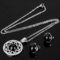 Fashion Stainless Steel Jewelry Sets, earring & necklace, with Resin, plated, oval chain & for woman, more colors for choice, 28x37mm,14mm, Length:Approx 17.7 Inch, Sold By Set