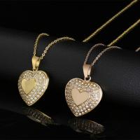 Cubic Zirconia Stainless Steel Jewelry Sets, earring & necklace, Heart, plated, oval chain & micro pave cubic zirconia & for woman, more colors for choice, 30x40mm,15x14mm, Length:Approx 17.7 Inch, Sold By Set