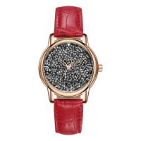 Women Wrist Watch PU Leather with acrylic rhinestone & zinc alloy dial Chinese watch movement adjustable & for woman & waterproof plated Approx 9 Inch  Sold By PC