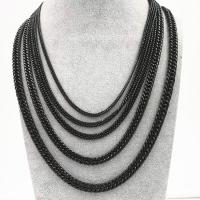 Zink Alloy Chain Necklace, svart jonisk, flerskikts & olika storlek för val & Rope Chain & för människan, Såld Per Ca 21.5 inch Strand
