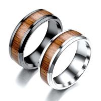Stainless Steel Finger Ring with Wood plated & for man Sold By PC