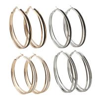Jern Hoop Earring, forgyldt, for kvinde & stardust, flere farver til valg, bly & cadmium fri, 60x63x2mm, Solgt af par