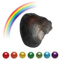 Makeanveden viljelty Love Wish Pearl Oyster, Makeanveden helmen, Peruna, sateenkaaren värit, 7-8mm, 7PC/erä, Myymät erä