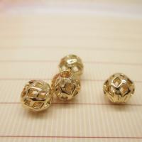 Messing hohle Perlen, rund, 24 K vergoldet, verschiedene Größen vorhanden, frei von Blei & Kadmium, Bohrung:ca. 1-2mm, 10PCs/Tasche, verkauft von Tasche