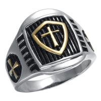 Titanium ocel Prst prsten, Shield, á, různé velikosti pro výběr & pro muže & černat, 17mm, Prodáno By PC