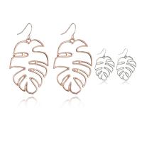 Tibetan Style Drop Earrings, iron earring hook, Leaf, plated, for woman, more colors for choice, lead & cadmium free, 34x64mm, Sold By Pair