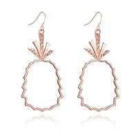 Tibetan Style Drop Earrings, iron earring hook, Pineapple, gold color plated, for woman, lead & cadmium free, 34x80mm, Sold By Pair