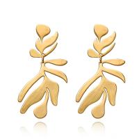 Tibetan Style Drop Earrings, stainless steel post pin, gold color plated, for woman, lead & cadmium free, 30x58mm, Sold By Pair