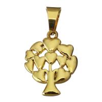 Bijoux pendentifs en acier inoxydable , arbre, Placage de couleur d'or, 22x28x3mm, Trou:Environ 6x9mm, Vendu par PC