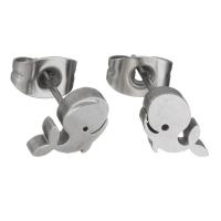 Stainless Steel Stud Earrings, Shark, for woman, original color, 7x6.50mm, 12Pairs/Lot, Sold By Lot