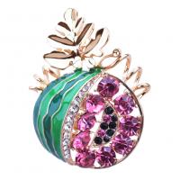 Zinc Alloy Brooches Watermelon gold color plated for woman & enamel & with rhinestone Sold By PC