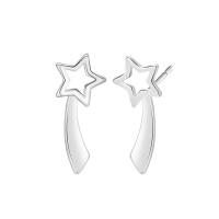 Zinc Alloy Stud Earring stainless steel post pin Star silver color plated for woman lead & cadmium free 8-12mm Sold By Pair