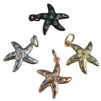 Cubic Zirconia Micro Pave Brass Pendant, Starfish, plated, micro pave cubic zirconia, more colors for choice, 14x16x4mm, Hole:Approx 3mm, 20PCs/Lot, Sold By Lot