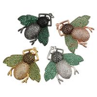 Cubic Zirconia Micro Pave Brass Pendant, Bee, plated, micro pave cubic zirconia, more colors for choice, 36x31x9mm, Hole:Approx 3mm, Sold By PC