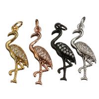 Cubic Zirconia Micro Pave Brass Pendant, Bird, plated, micro pave cubic zirconia, more colors for choice, 10x25x3mm, Hole:Approx 3mm, 20PCs/Lot, Sold By Lot