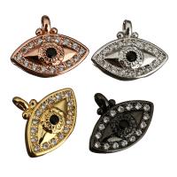 Brass Pendant, Evil Eye, plated, micro pave cubic zirconia, more colors for choice, 12x9x3mm, Hole:Approx 1mm, 20PCs/Lot, Sold By Lot