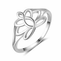 Sterling Silver Jewelry Finger Ring, 925 Sterling Silver, Flower, méid éagsúla do rogha & do bhean & log, 14mm, 2mm, Díolta De réir PC