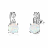 925 Sterling Silver Stud Earring with Opal for woman & with rhinestone Sold By Pair