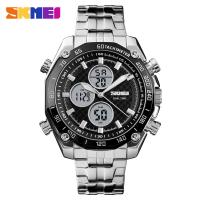 SKmei® Men Jewelry Watch, Stainless Steel, with Tibetan Style dial & Glass, plated, LED & for man & waterproof, more colors for choice, 47x50x15mm, 20mm, Length:Approx 8 Inch, Sold By PC