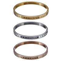 aço inoxidável pulseira comum, with cristal, banhado, para mulher & facetada, Mais cores pare escolha, 6mm, Diametro interno:Aprox 59mm, vendido por PC