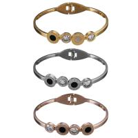 Stainless Steel Bangle, with White Shell & Crystal & Resin, plated, with roman number & for woman & faceted, more colors for choice, 20x10mm, 3mm, Inner Diameter:Approx 58mm, Sold By PC