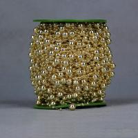 Garland-Strang Perlen, Acryl, mit Kunststoffspule, rund, goldfarben plattiert, 8mm, 2PCs/Menge, 60m/PC, verkauft von Menge
