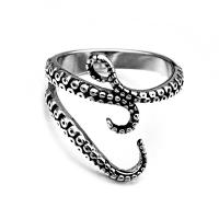 Titanium Steel Open Finger Ring Octopus plated punk style & adjustable & for man & blacken US Ring .5-10.5 Sold By PC