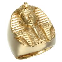 Titanium Steel Finger Ring Egyptian Pharaoh gold color plated & for man 28mm Sold By PC