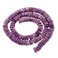 Impression Jaspis Perle, Rondell, violett, 8x3mm, Bohrung:ca. 1mm, verkauft per ca. 15 ZollInch Strang