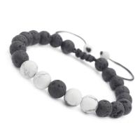 Lava Woven Ball Bracelets with Howlite & Waxed Cotton Cord & Unisex & adjustable & ball chain 8mm Sold Per Approx 8 Inch Strand
