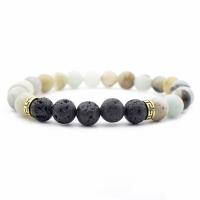 Tibetan Style Bracelet, with ​Amazonite​ & Lava, plated, Unisex & ball chain, more colors for choice, 8mm, Length:Approx 8 Inch, 5Strands/Lot, Sold By Lot