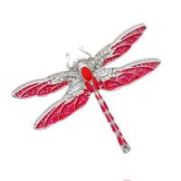 Tibetan Style Brooches, Dragonfly, silver color plated, Unisex & enamel & with rhinestone, nickel, lead & cadmium free, 50x40mm, Sold By PC