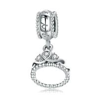 Thailand Sterling Silver European Pendant Crown micro pave cubic zirconia & without troll Sold By PC