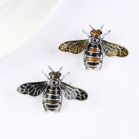 Zinc Alloy Brooches Bee silver color plated enamel Sold By PC