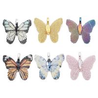Bijoux pendentifs en laiton, papillon, Placage, plus de couleurs à choisir, protéger l'environnement, sans nickel, plomb et cadmium, 31x29mm, Trou:Environ 2-4mm, 2PC/sac, Vendu par sac