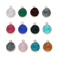 Resin Pendant, with Brass, gold color plated, druzy style, more colors for choice, 13.5mm, Hole:Approx 1mm, 5PCs/Bag, Sold By Bag