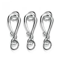 Brass Fishhook Clasp, platinum plated, nickel, lead & cadmium free, 27x11mm, 5Sets/Lot, Sold By Lot