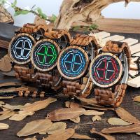 Reloj de Pulsera para Hombre, madera, con Vidrio & acero inoxidable, iónico negro, impermeable, más colores para la opción, 43x18mm, longitud aproximado 7.4 Inch, Vendido por UD