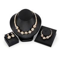 Tibetan Style Jewelry Set, bracelet & earring & necklace, with Cats Eye, gold color plated, bar chain & for woman, nickel, lead & cadmium free, 17x29mm, Length:Approx 16.92 Inch, Sold By Set