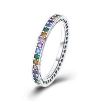 Thailand Sterling Silver Finger Ring, Unisex & different size for choice & micro pave cubic zirconia, 2mm, Sold By PC