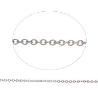 Stainless Steel Oval Chain, original color, 1x0.5x0.3mm, 100m/Bag, Sold By Bag