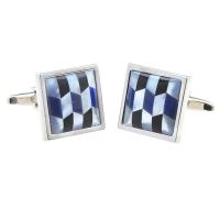Brass Cufflinks with Black Shell & White Shell & Abalone Shell plated Unisex Sold By Pair